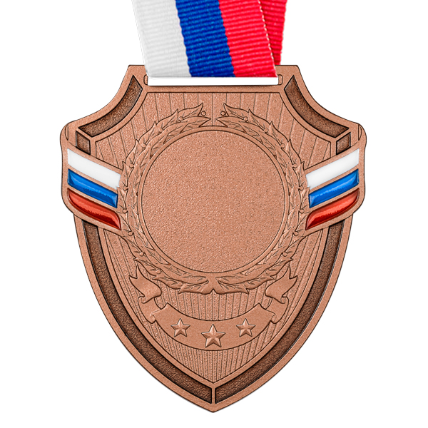 фото Медаль MZP 558-65/BM (56х65мм, D-25мм, s-2мм) с лентой