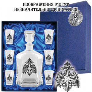 Набор подарочный "МЧС" (штоф 700мл, 6 стопок, с оловянным барельефом)
