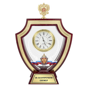 фото 27нак Часы настольные "Рубеж" с орлом (164х135х41мм дерево, акрил, литье)